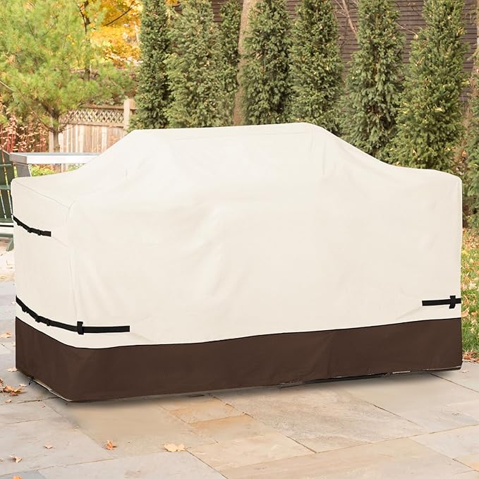Bitubi 98 Inch Island Grill Cover - 600D Heavy Duty Waterproof All Weather Protection Extra Large Grill Cover,Beige & Brown