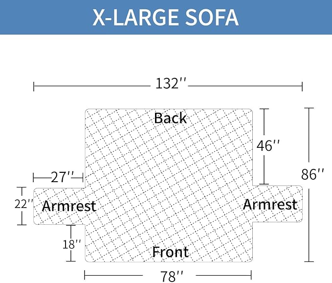 CUCRAF Non Slip Quilted Sofa Cover, Water Resistant Slipcover Furniture Protector for 3 Cushion Sofa Pet Friendly, Washable Couch Cover with Adjustable Elastic Straps (X-Large, Light Gray)
