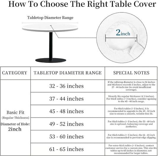 Outdoor Tablecloth with Umbrella Hole and Zipper Fits 45-48" Tables | Waterproof Round Fitted Tablecloth with Elastic Edge, Wipeable Outdoor Table Cover for Patio, Garden, Picnic