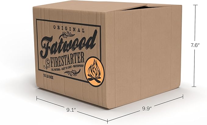 Fatwood Fire Starter Sticks 10lb Box - Indoor/Outdoor 100% All Natural Pine Fire Starters for Campfires, Fireplace, Firepit, or BBQ Grill - Kindling Wood Firewood Lighter by Pure Garden, (Pack of 2)