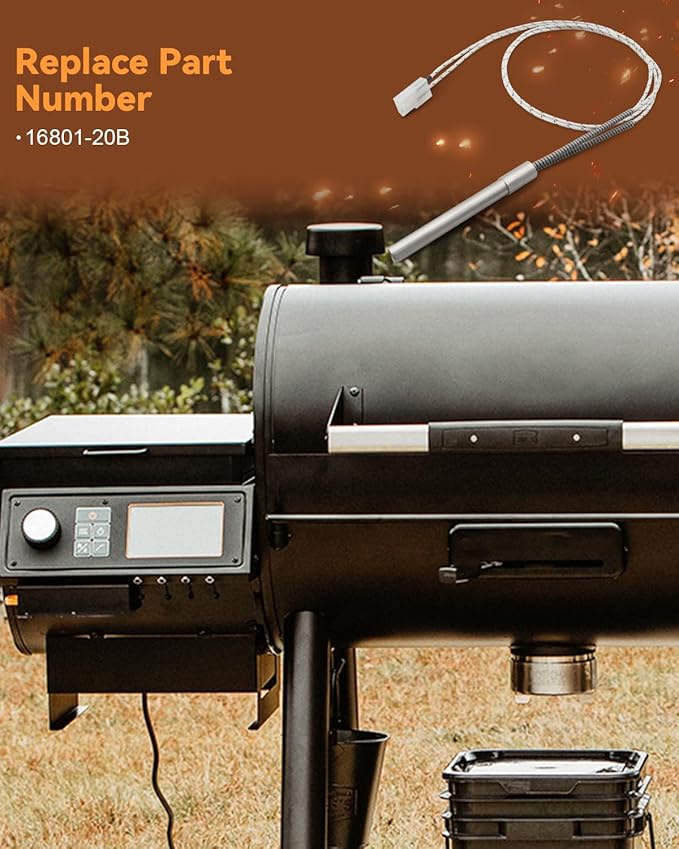 16801-20B Hot Rod Igniter Fit for Oklahoma Joe's Rider 600 900 Combo DLX, Pellet Grill Hot Surface Igniter, 200W 120V Temperatures UP to 1,200°F