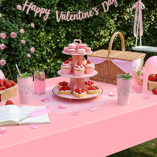 Smiry Disposable Table Cloth - 10 Pack, 54 x 108 Inch Waterproof Rectangle Tablecloths for Easter Party, Valentines & Mothers Day Decorations, Decorative Plastic Table Cover, Leakproof & Sturdy, Peach
