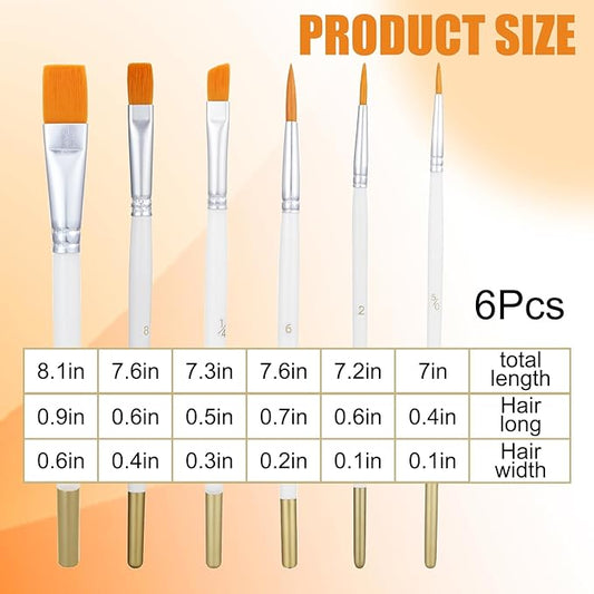 6Pcs Multifunction Painting Brushes for Cake Decorating, Food Grade Paint Brushes Cake Decorating Brush Comfortable Nylon Wooden Handle for Cooking, Baking, Basting, Pastry and Cookie