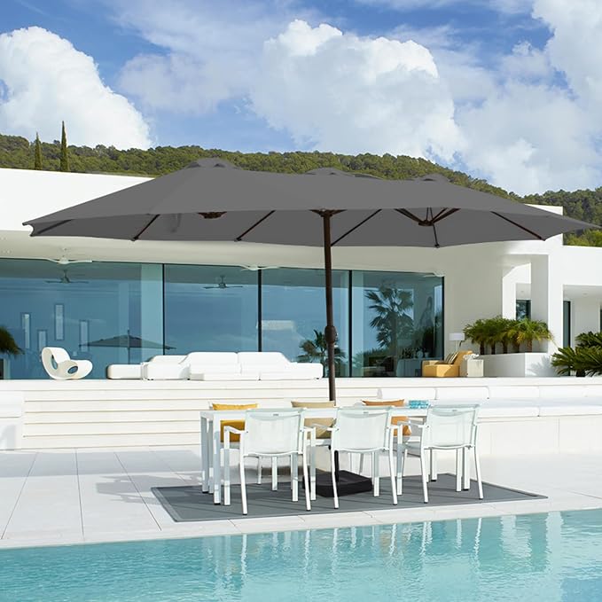 15ft Double Sided Patio Umbrella Replacement Canopy,12 Ribs Umbrella Replacement Top Cover,Frame NOT Included
