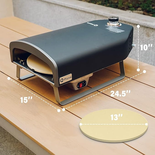 Gas Pizza Oven with Automatic Rotating Stone, Portable Propane Gas Grill Oven for Outdoor Cooking Kitchen Backyard Party Beach RV Tailgating Camping, PS102