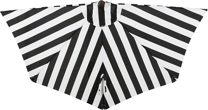 JONATHAN Y Beverly 9 ft. Striped Half Umbrella, Black/Dark Brown | Coastal Scalloped Fringe, Crank Lift, 30 Degree Manual Tilt, UV 50 Polyester Canopy, Aluminum Frame, Space Saving Design