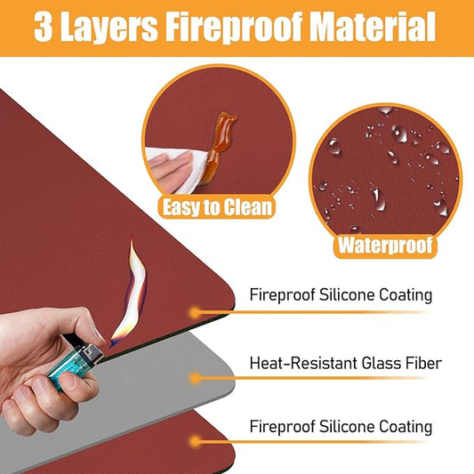 Red 25x19.5 Inchs Heat Resistant Mat for Outdoor Grill Table,Fireproof Under Blackstone Griddle BBQ Mat,Air Fryer Mat,Indoor Fireplace Mat, Protect Your Table and Outdoor Grill Table(0.04in Thickness)