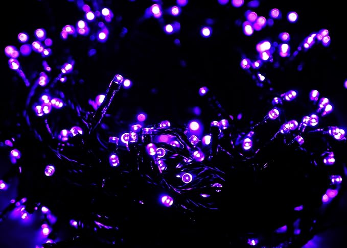 kemooie 500 LED Halloween Lights Outdoor, 164 FT Fairy Lights with 8 Modes | Purple, Timer&Memory Function, Plug in Powered, IP44 Waterproof, Indoor Outdoor Use, Home/Party/Garden/Halloween Decor