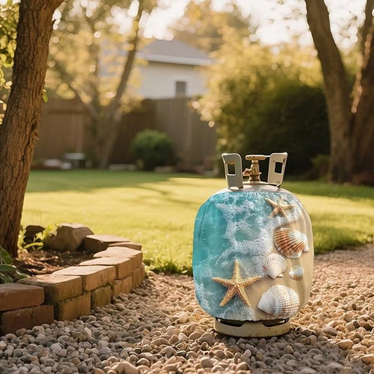 Propane Tank Covers 20lb Starfish Outdoor Heavy Duty Waterproof Windproof Blue Gas Tank Cylinder Cover with Elastic Brand Dress up Your Gas Grill, Fits Standard 20lb Cylinder