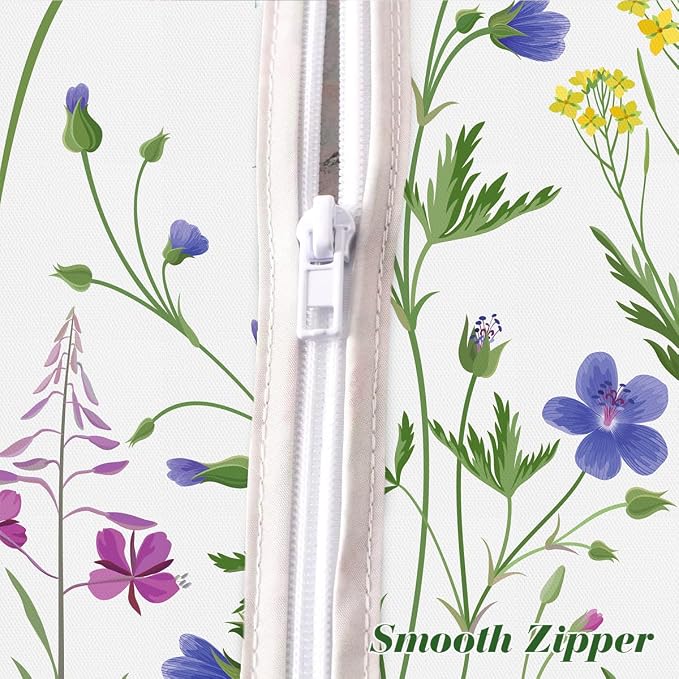 Spring Summer Outdoor Tablecloth with Umbrella Hole Rectangle 52 x 70 Inch Wild Flowers Plants Floral Zippered Table Cloth, Spill Proof Fabric Table Cover for Dining, Party, Picnic, Camping, Patio