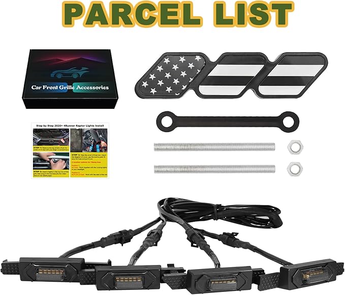 Led Grill Grille Lights for 2021 2022 2023 2024 Toyota 4Runner Sr5 Limited Trd-pro sport off-road Front Grill Lights Raptor lights for toyota 4Runner grill Emblems (White)