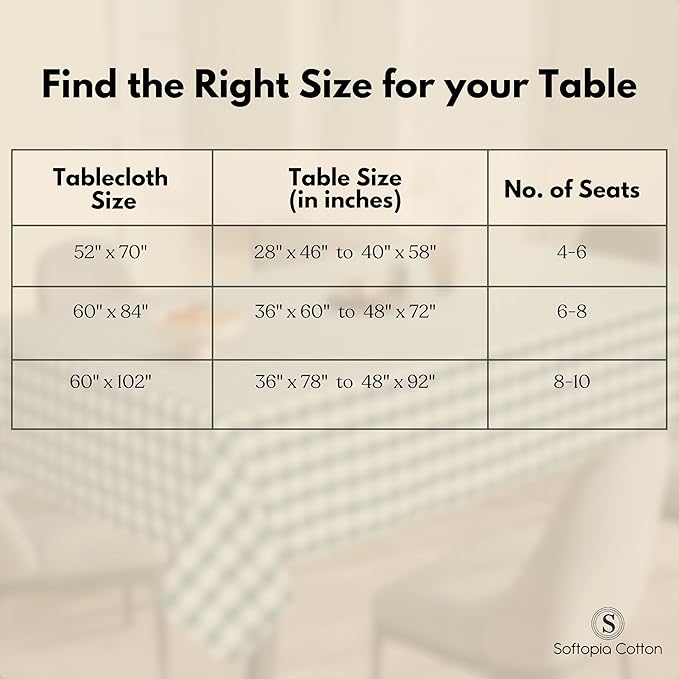 Gingham Buffalo Check 60"x102" Tablecloth 100% Cotton Washable Rustic Rectangle Table Cover Decorative for Gifts, Dining, BBQ, Buffet Parties & Camping - Teal