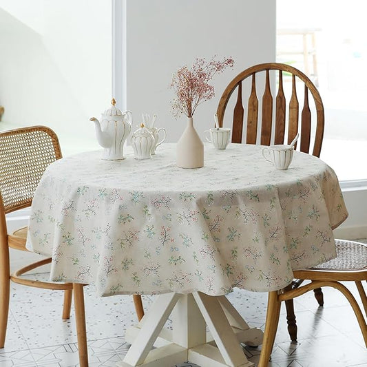 YiHomer Pastoral Round Tablecloth - 60 Inch Dia. Table Cloth - Washable Table Cover with Dust-Proof Wrinkle Resistant for Restaurant, Picnic, Bistro, Indoor and Outdoor Dining, Gardenia