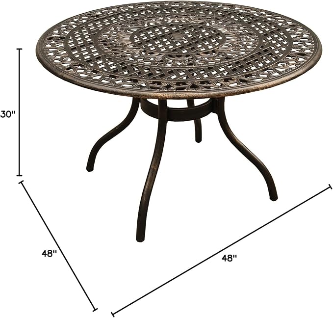 Oakland Living Ornate Outdoor Mesh Aluminum 48-in Black Round Patio Dining Table