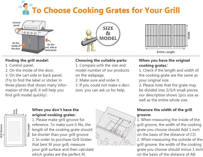 17inch Grill Grates for Charbroil Performance 4 Burner Char-Broil 463365021 463365724 463365522 463352521, Grill Grids for CharBroil 463366022 463350521 Replacement Parts G426-0004-W1 G426-0005-W1
