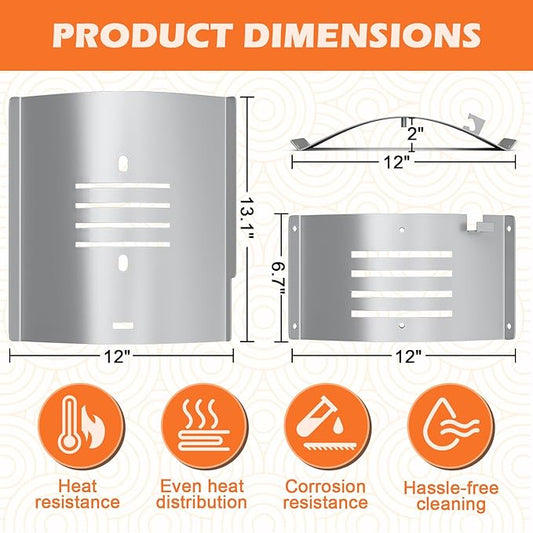 Flame Broiler Kit for Pit Boss Pro Series II Tabletop Portable 150 Pellet Grills Heat Deflector Plate and Slide Cover Replacement Parts for Mahogany 150PPS, Replace Pitboss 31971
