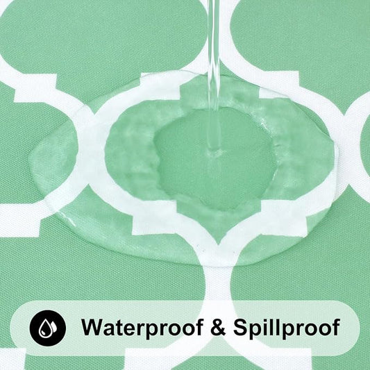 Smiry Rectangle Table Cloth, Waterproof Vinyl Tablecloth with Flannel Backing for Rectangle Tables, Wipeable Spillproof Plastic Tablecloths for Dining, Camping and Indoor(52"x70", Sage Green)