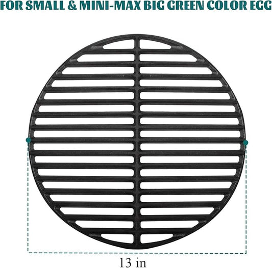 Cast Iron Cooking Grids Grates Compatible with Small and Mini-max Big Green Egg Charcoal Grill Round Grill Grate(13"-Fit Small/Mini-max)