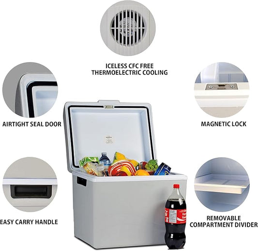 Koolatron 12V Iceless Cooler & Warmer – Portable Electric Cooler/Nevera Portátil Eléctrica for Car Truck Camper Boat, Hard Sided Mini Fridge for Camping Picnic Travel Lunch Food Drinks Office 45 qt