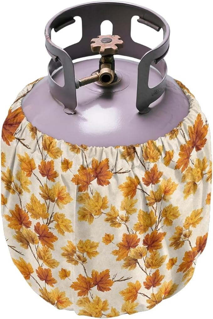 Maple Print Propane Tank Cover 20lb Easy to Install Gas Cover Fits Standard 20 lb Tank Cylinder Waterproof Grill Accessories for Outdoor Camper
