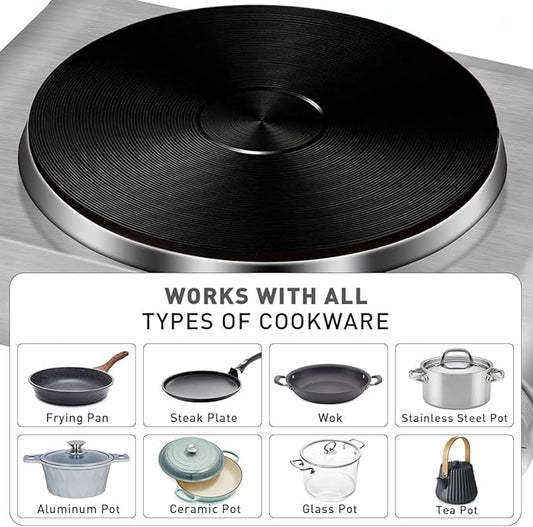 Hot Plate, CUSIMAX Electric Burner 1500W Hot Plate Cooking Single Burner Electric Stove with Heat-up in Seconds Adjustable Temperature Control Silver Stainless Steel Body, Your Kitchen Assistant