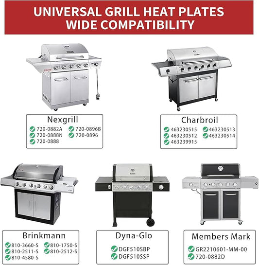 Adjustable Heat Plate Shield, Universal Heat Burner Tents, Heavy Duty Flame Tamer for Charbroil and Other Gas Grill Models, BBQ Replacement Parts, Extends from 11.75" up to 21" L (4 Pack)