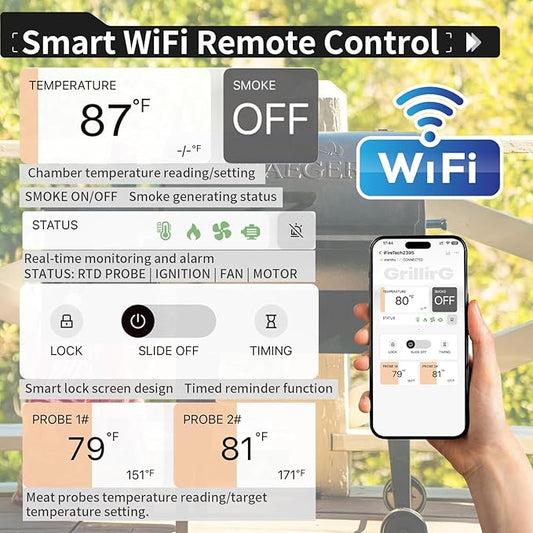 Universal WiFi PID Smart Grill Controller Upgrade Kit for Pit Boss, Traeger, Z Grills & Asmoke Pellet Smokers, APP-Enabled Temperature Control Board with 1 Hot Rod, 180°F-500°F, 1°F Steps