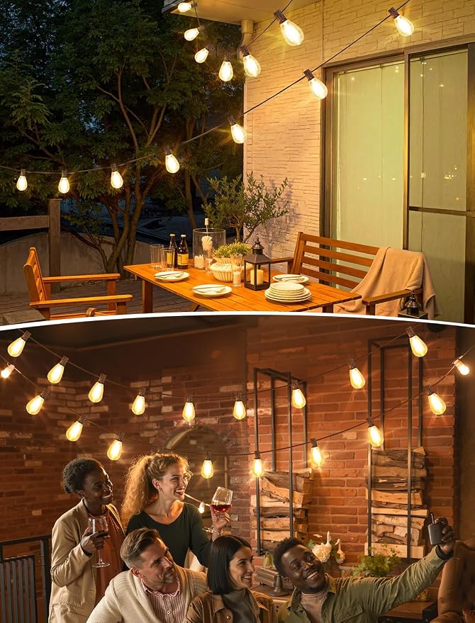 Larkvue 25FT LED Outdoor Patio String Lights, 10+1 S11 2700K Bulbs, Brown | Plug-in, Waterproof, Shatterproof, Linkable, Energy Efficient, Warm White, Dimmable, Dimmer not Included, for Backyard Deck