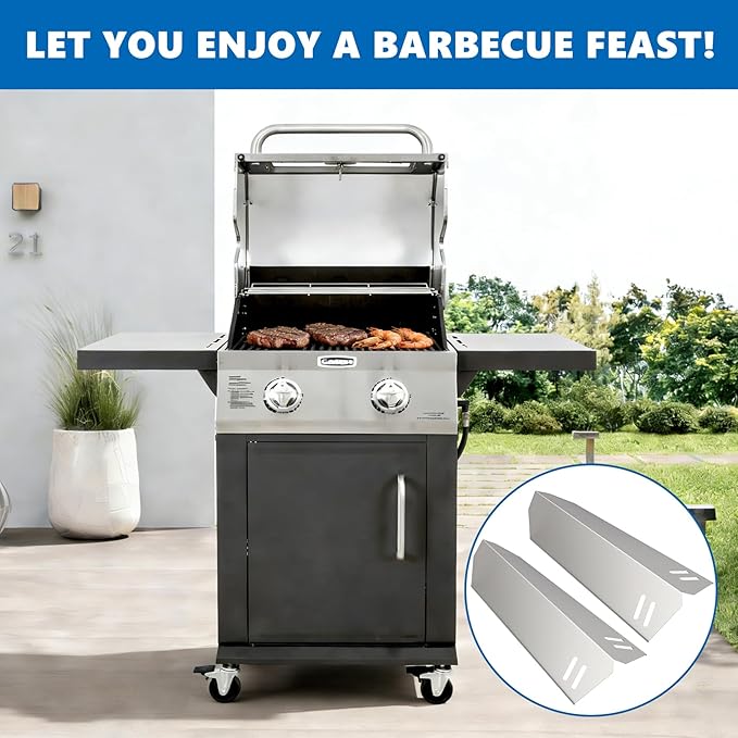 SafBbcue Heat Plates Replacement for Cuisinart GAS0256AS/ASO, GAS2256AS Grill, Flame Tamer for Cuisinart Gas Grill, Stainless Steel Heat Shield, 2 Pack(0256-601-0256-2)