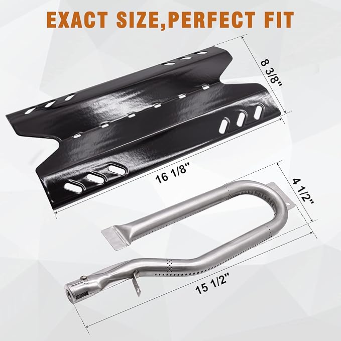 Repair Kit for Members Mark BQ05046-6-A BQ05046-6 BQ06042-1 BQ05046-6A Grill Parts, Burner Tube, Porcelain Steel Heat Plate Burner Cover for BBQ Pro BQ05041-28 BQ51009