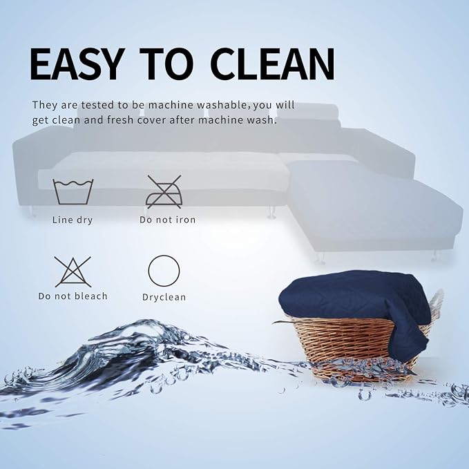 Easy-Going Sectional Couch Covers for Dogs L Shape Sofa Cover Reversible Sofa Slipcover Chaise Lounge Cover Furniture Protector Cover for Pets Dog Cat (42 x 52 inches, Navy/Navy) | Soft Sofa Slipcover For Dogs, Fits Left/Right Chaise Lounge Protector, ...