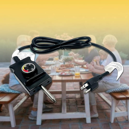 Adjustable Thermostat Controller Probe Cord Fit for Masterbuilt Electric Smoker Replacement Parts, 1.55 Inch Spacing Analog Plug for MB20070210 MB25075517, Compatible with Skillet and Griddle