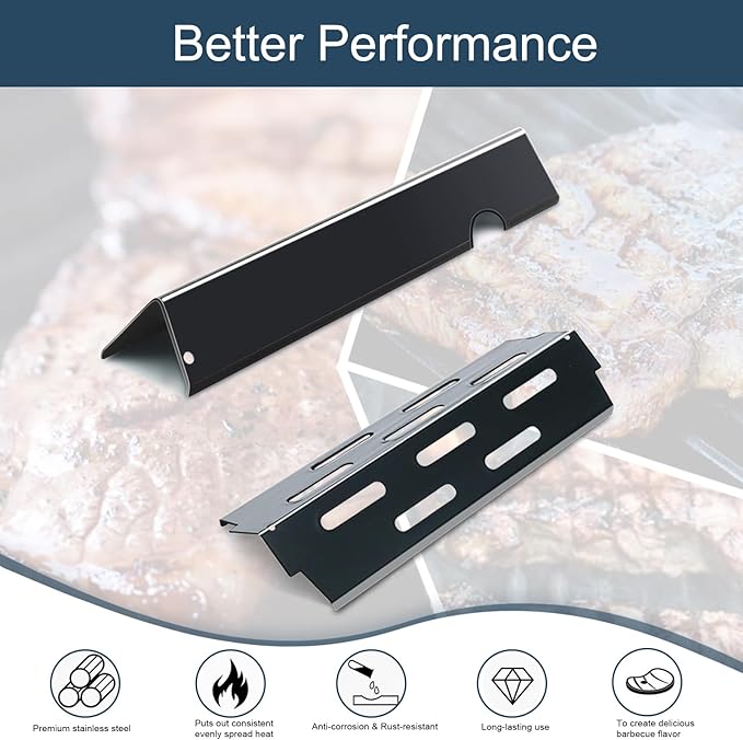Flavorizer Bars,Heat Deflectors and Grill Burner for Weber Genesis II E-410, S-410, LX E-440, S-440 (Porcelain Steel, 66030 * 7+ES/410 * 4+66790 * 4)