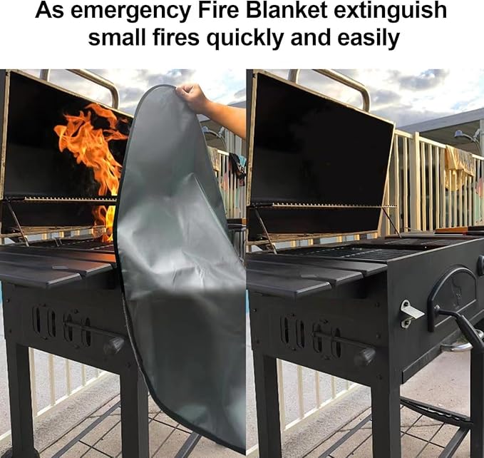 UBeesize 38" Grill Mat for Outdoor Grill, 3in1 Under Grill Mat, Fire Pit Mat & Fire Blanket, Waterproof, Oil Resistant, Reusable, Heat Resistant Up to 2000°F, Used for Fireplace and Outdoor.