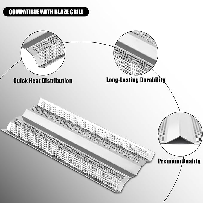Flame Tamer Grill Replacement Parts for Blaze Grill BLZ-4 BLZ-4-Cart BLZ-4-LP BLZ-4-NG 32-Inch 25-Inch 40-Inch 3-5 Burner Grills Stainless Steel Heat Tent Shields for Even Heat & Smoky Flavor