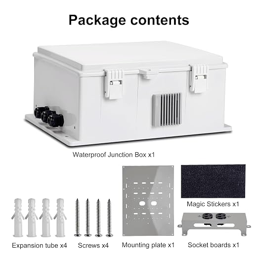 Namunanee Outdoor Electrical Junction Box, ABS Water Resistant Enclosure with Internal Mounting Panel & Hinged Cover (13" H* 9.2" L* 4.6" W & Outlet)