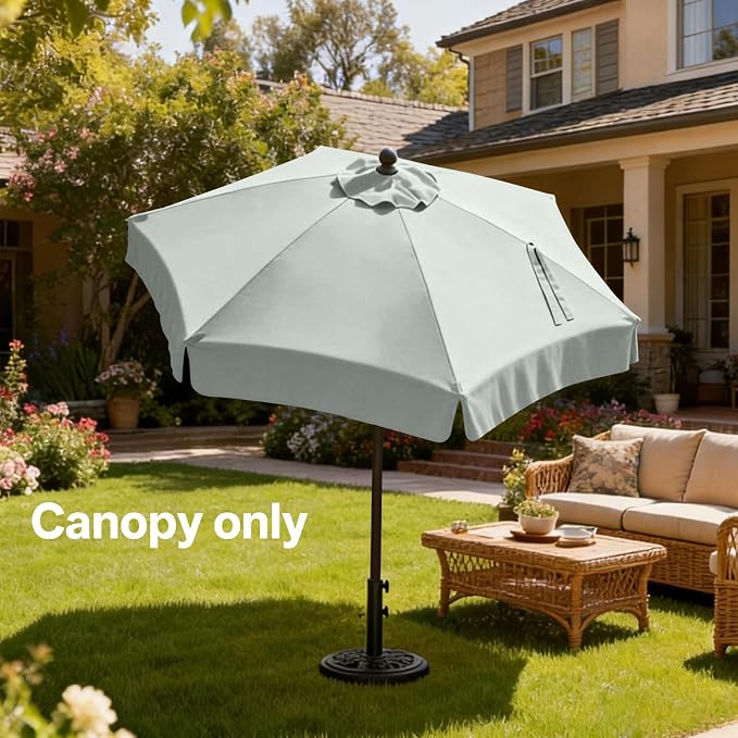 MASTERCANOPY Valance Patio Umbrella 7.5 ft Replacement Canopy for 6 Ribs-Grey Canopy Only