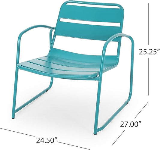 Christopher Knight Home Cowan Outdoor Dining Chair (Set of 2), Matte Teal