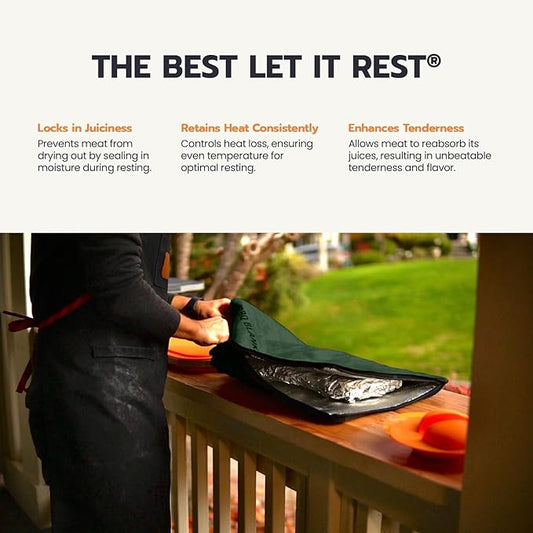 Rest EZ BBQ Blanketยฎ - Insulated Meat Resting Bag for Moisture Retention and Tender BBQ - Heavy-Duty with Wide Mouth Design for Briskets, Pork Shoulders, Steaks