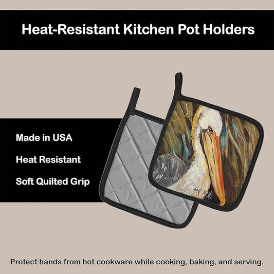 Caroline's Treasures JMK1216PTHD Pelican Lookin West Pair of Pot Holders Kitchen Heat Resistant Pot Holders Sets Oven Hot Pads for Cooking Baking BBQ, 7 1/2 x 7 1/2