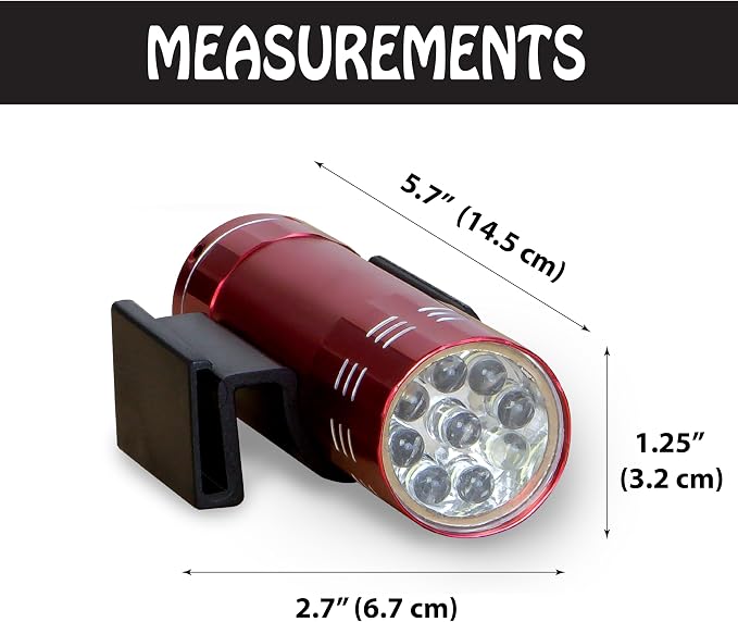 Clip-On LED Pocket Grill Light by BBQ Croc, 2-Pack, Hands-Free Mini Flashlight with Clip, Ultra-Bright 9 LED, Snaps to Hats Tools Shoes & More, Batteries Included