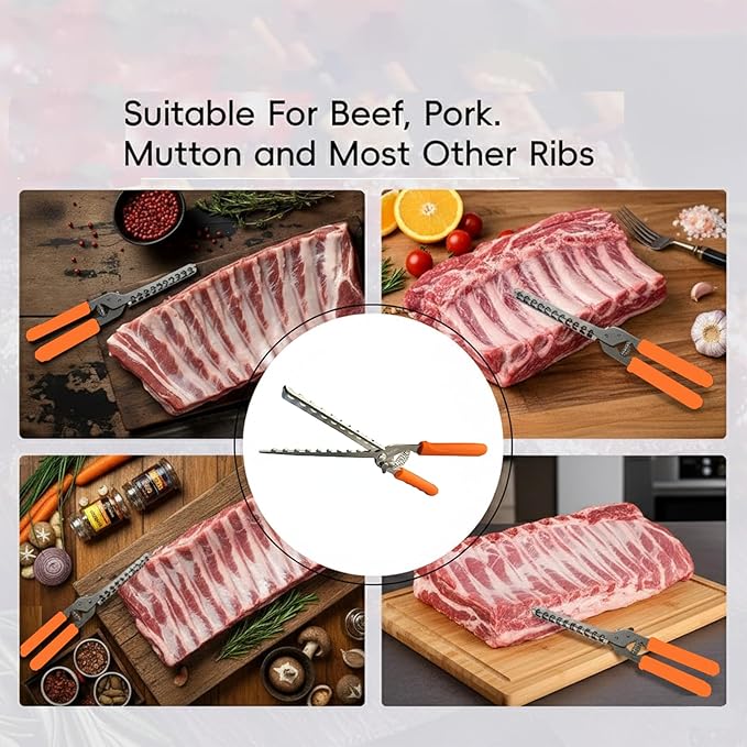 Rib Membrane Removal Tool, High Duty Premium Stainless Steel, for BBQ Grilling and Cooking ,Membrane Remover for Ribs,Easy Insert Pointed Tip, Ergonomic Non-Slip Silicone Handle