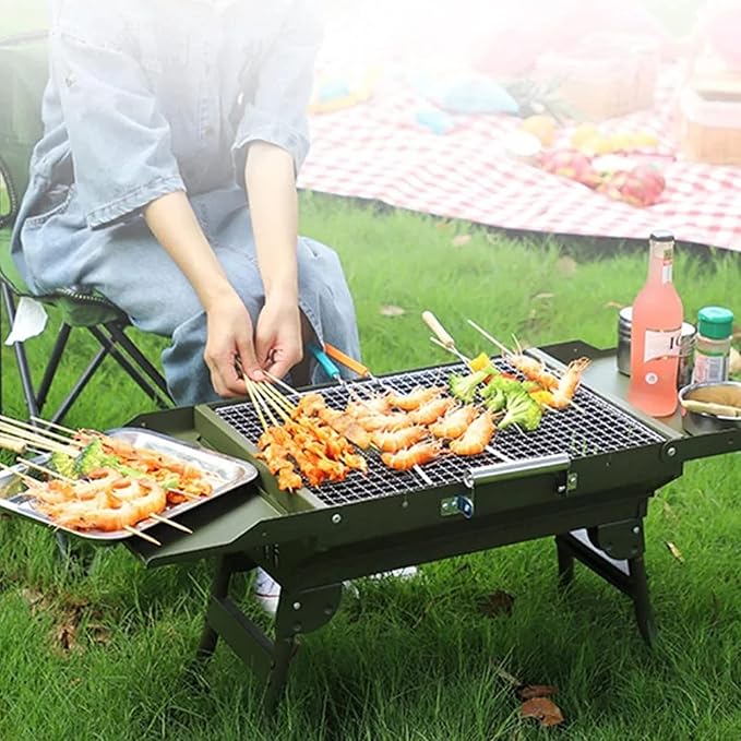 Barbecue Charcoal Grill Charcoal Barbecue Grill Foldable BBQ Grill Rack Portable Camping BBQ Grill Bracket Barbecue Accessories Charcoal BBQ Grill