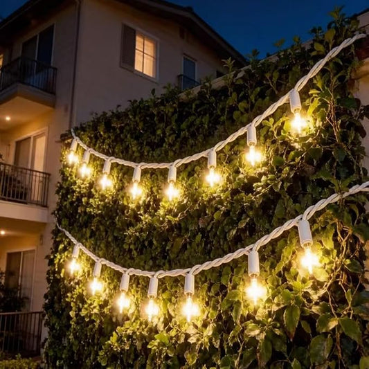 LUCKY SHINE 200 Clear Warm Christmas Lights, UL Certified and Commercial Grade 2 Sets100 Light with White Wire 66 Ft, for Indoor and Outdoor Party, Patio, Trees, Garden.