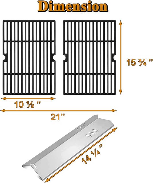 GBC1932L Grill Replacement Parts for Blue Rhino 3 Burner G1707-010 Grill Grates B0212-040 Heat Plates Backyard GBC1406W GBC1406W-C GBC1707W-C GBC1707WT-C Grate Heat Shield Grill Parts