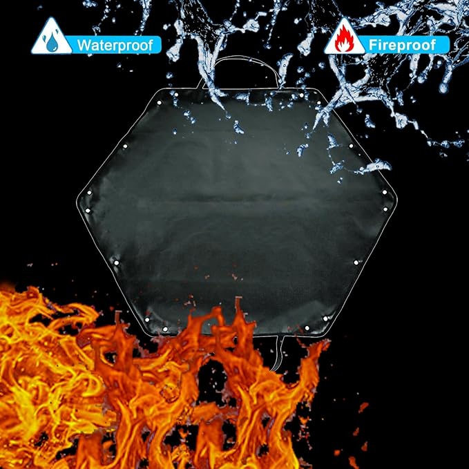 Camping Fireproof Mat Outdoor BBQ Fire Pit Cooking Mat Double Layer Silicone Coated Flame Retardant Heat-resistant Portable Reusable and Waterproof Cloth Black Size: 41 * 36 inches Weight: 17.3 oz
