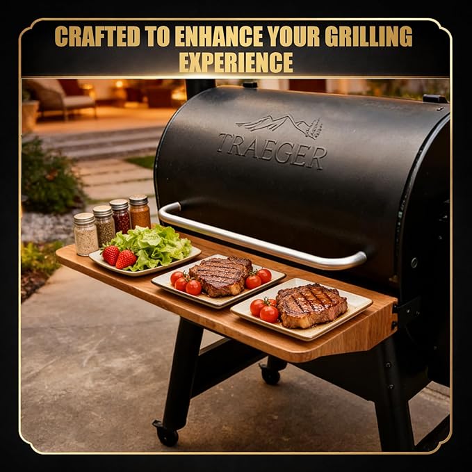 QuliMetal Foldable Front Shelf for Traeger Pro 780 and Ironwood 885, 32.48" Grill Front Table, BBQ Prep Shelf Accessory, Quality Steel Front Shelf