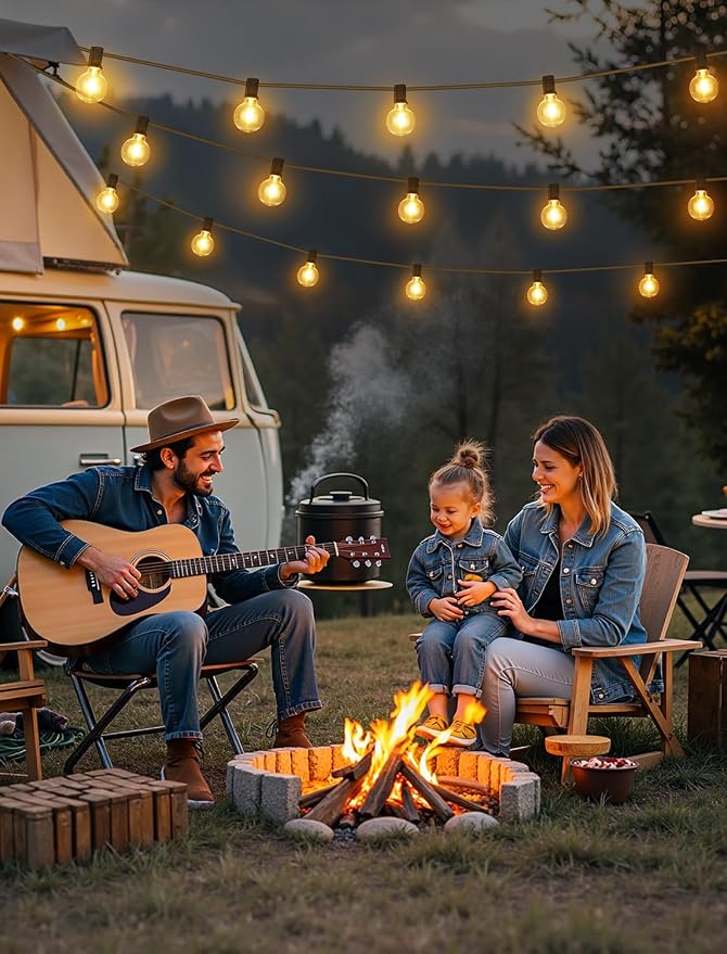 25FT Solar String Lights with Remote, 3 Modes, 11 G40 Bulbs, Black | Solar Powered, Dusk to Dawn, Dimmable, Timer, Memory Function, LED Globe Hanging Lights for Umbrella Gazebo Patio Decor