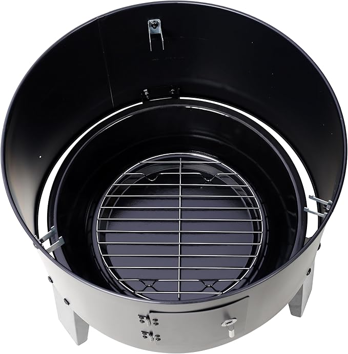 16 Inch Vertical Charcoal Smoker Grill, Portable Wood BBQ Smoker for Outdoor Camping Backyard Cooking, Black