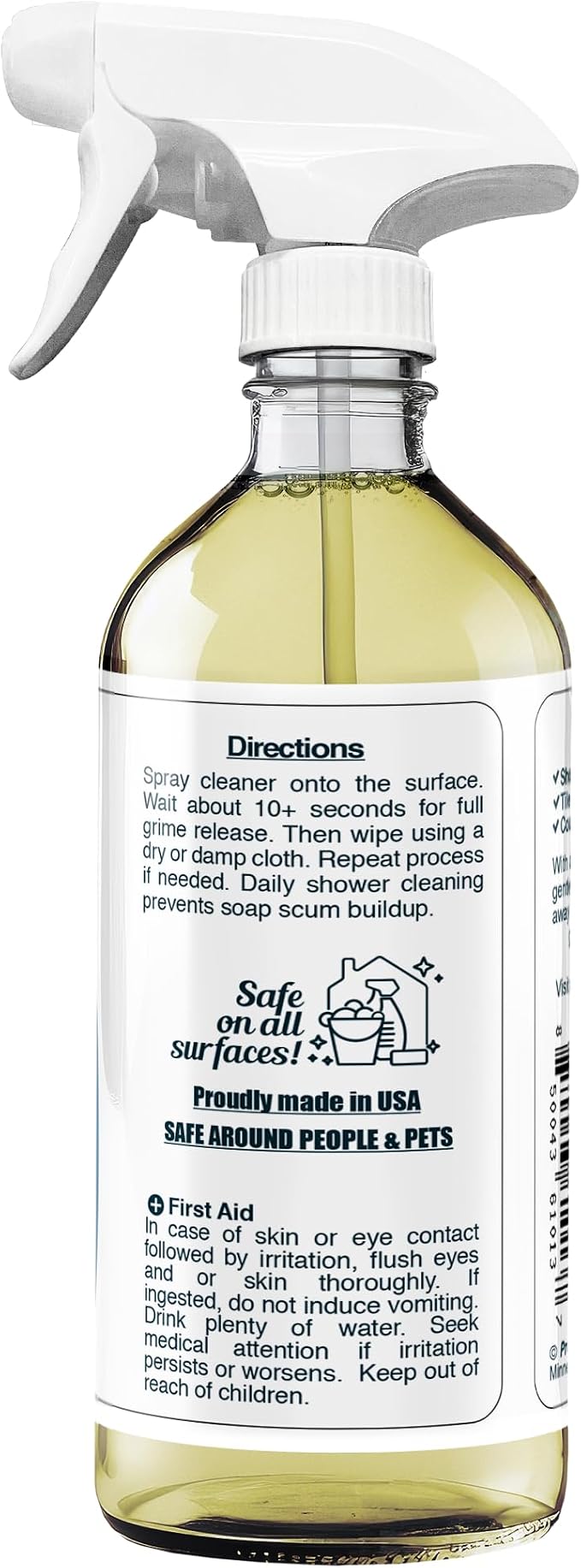 Bathroom Cleaner 16 oz Daily Cleaning Spray | For Shower Curtain, Sink, Shower, Tile, Bathtub, & Toilet, Reveals Natural Shine, Refreshing Scent, Safe on All Surface.